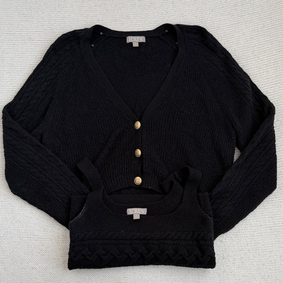 J. Crew Sweaters - J Crew Merino Wool/Alpaca Tank and Cardigan Sweater Set Black Size Medium
